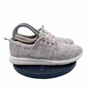 Toms Women's Del Rey Sneaker Size 8.5 Gray Linen Lace Up Casual Shoe Walking